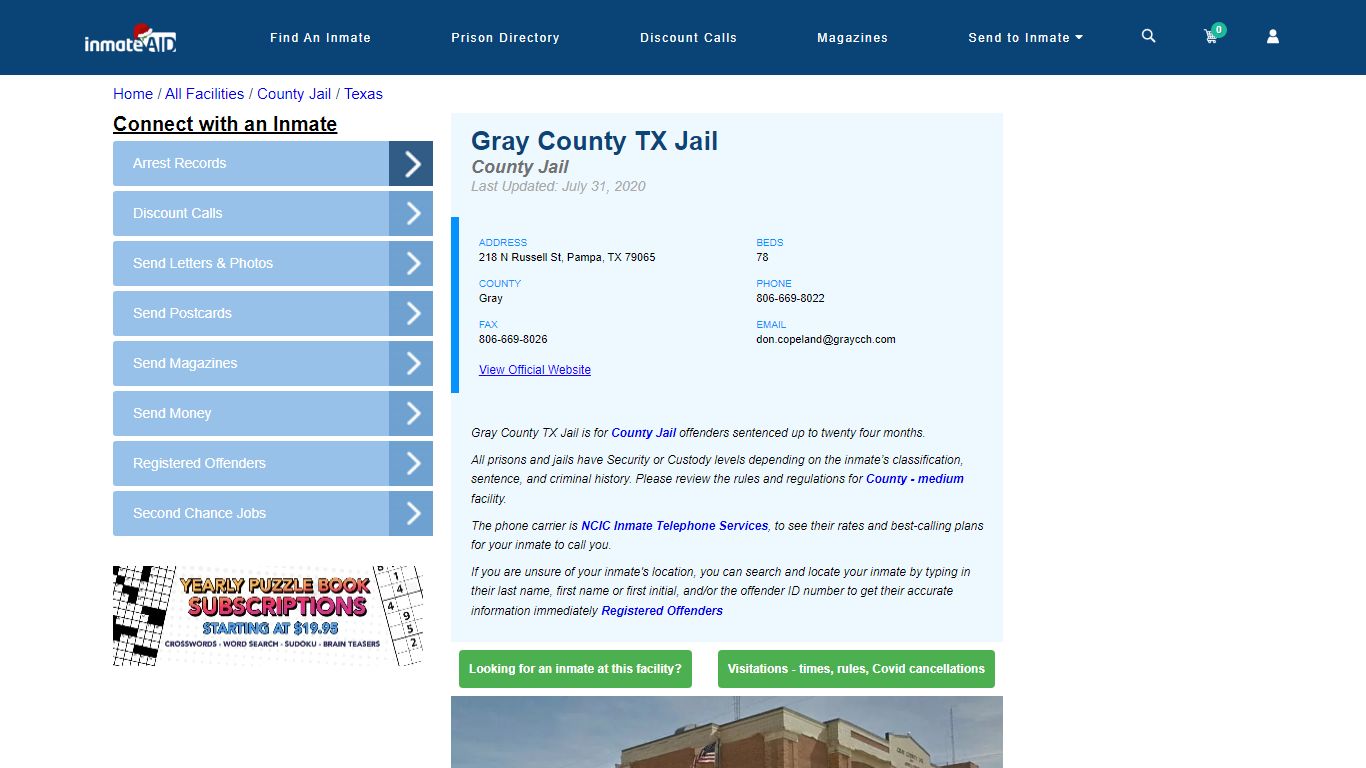 Gray County TX Jail - Inmate Locator - Pampa, TX